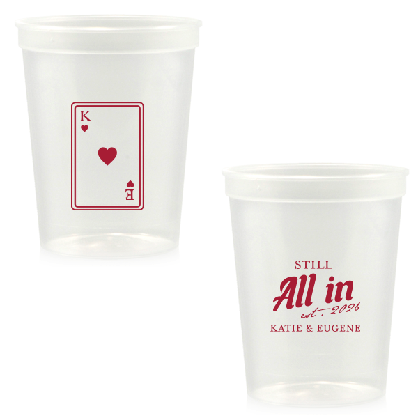 50 Playing Card Still All In Anniversary Cup - Personalized 16-oz. Stadium Cup (Ink)