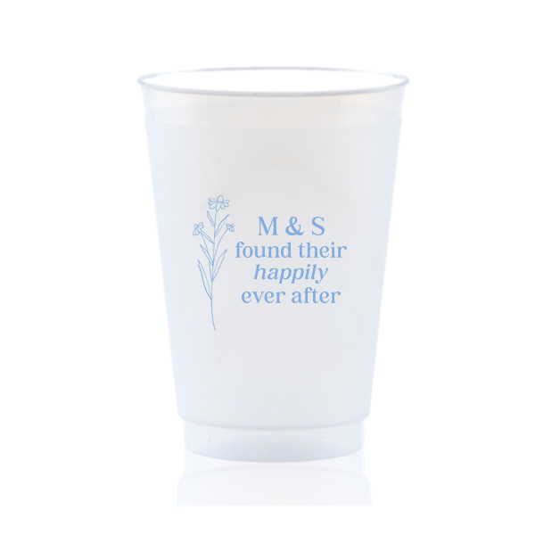 50 Happily Ever After Floral Cup - Personalized 20-oz. Frosted Cup (Ink)