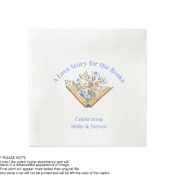 50 Love Story for the Books Floral Napkin - Personalized Cocktail Napkin (Photo)