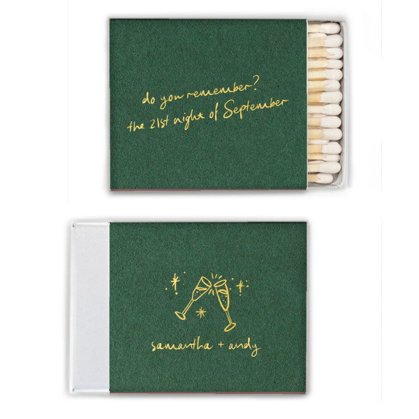 50 The 21st Night of September Wedding Matches - Personalized Square Matchbox (Foil)