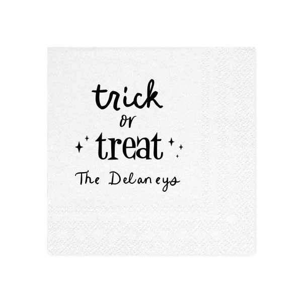 50 Starry Trick Or Treat Napkin - Personalized Cocktail Napkin (Foil)