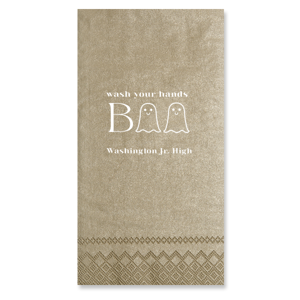 50 Wash Your Hands Boo Napkin - Personalized Guest Hand Towel (Foil)