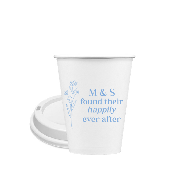 50 Happily Ever After Floral Cup - Personalized 8-oz. Single Wall Paper Hot Cup (Ink)