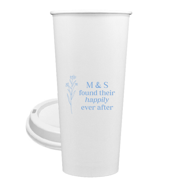 50 Happily Ever After Floral Cup - Personalized 24-oz. Single Wall Paper Hot Cup (Ink)
