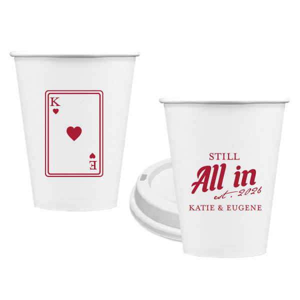 50 Playing Card Still All In Anniversary Cup - Personalized 8-oz. Single Wall Paper Hot Cup (Ink)