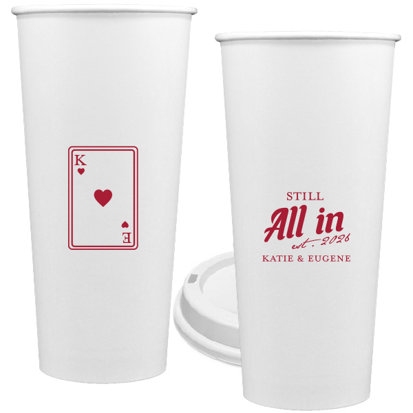 50 Playing Card Still All In Anniversary Cup - Personalized 24-oz. Single Wall Paper Hot Cup (Ink)