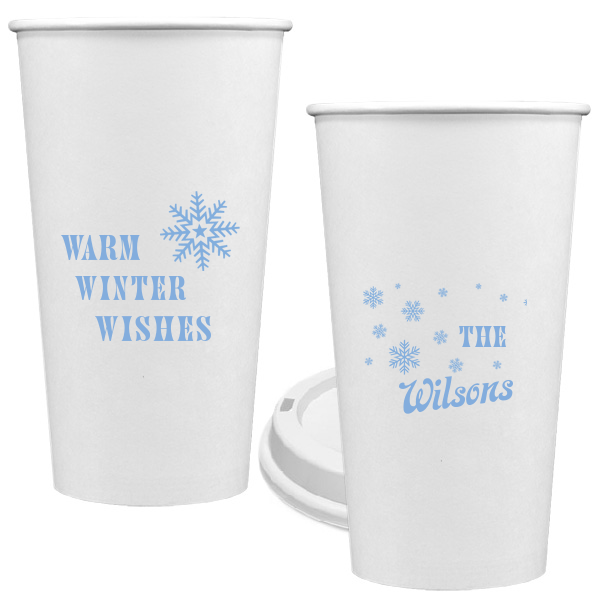 50 Warm Winter Wishes Snowflake Cup - Personalized Christmas 20-oz. Single Wall Paper Hot Cup (Ink)