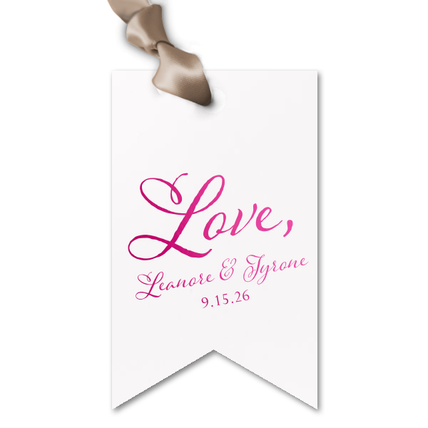 Our custom Poptone Peach Arch Gift Tag with Shiny Fuchsia Foil can be personalized to match your party's exact theme and tempo.