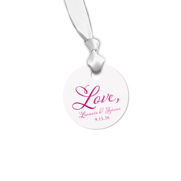 Our custom Poptone Peach Arch Gift Tag with Shiny Fuchsia Foil can be personalized to match your party's exact theme and tempo.