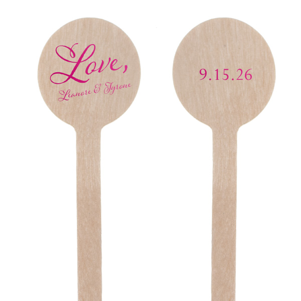 Meet the Wedding Love Stir Stick—a love letter in every cocktail. The front graces a large scripted "LOVE," inviting the newlywed names like the close of a cherished note. Flip it for the event date—a fond sip of romance. Perfect for stirring love into every drink! 