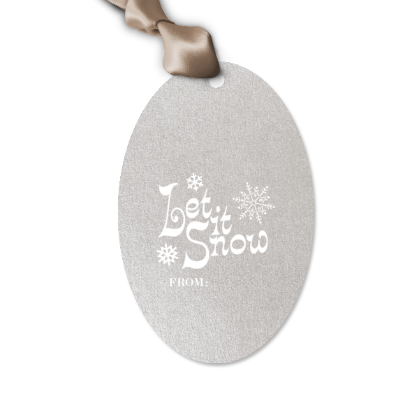 25 Let It Snow Gift Tag - Personalized Large Oval Gift Tag (Foil)