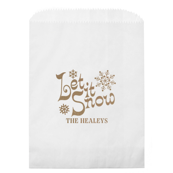 25 Let It Snow Bag Three Snowflakes Bag - Personalized Cookie Bag (Foil)
