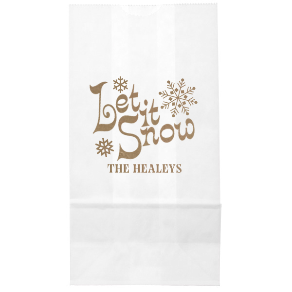 25 Let It Snow Bag Three Snowflakes Bag - Personalized Popcorn Bag (Foil)