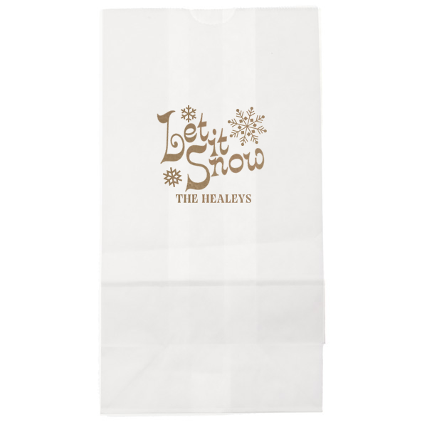 25 Let It Snow Bag Three Snowflakes Bag - Personalized Lunch Bag (Foil)