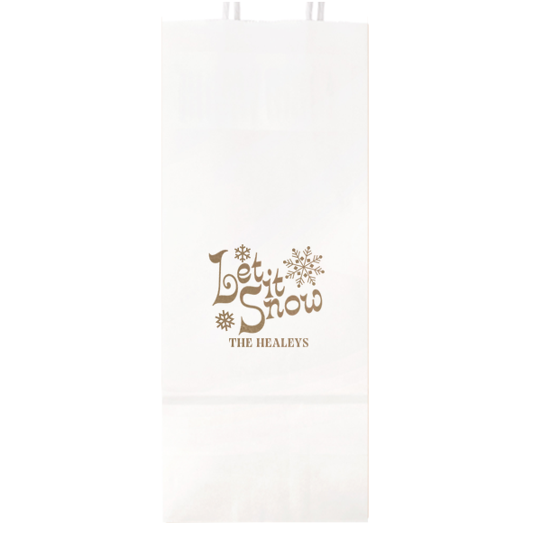 25 Let It Snow Bag Three Snowflakes Bag - Personalized Wine Gift Bag (Foil)