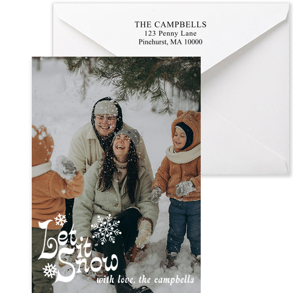 30 Let It Snow Card - Personalized Large Folded Note Card (Photo)