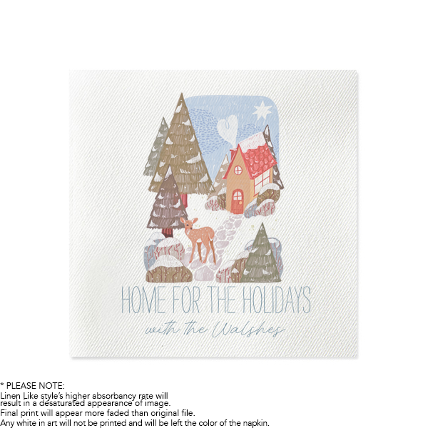 50 Cozy Home For The Holidays Napkin - Personalized Cocktail Napkin (Photo)
