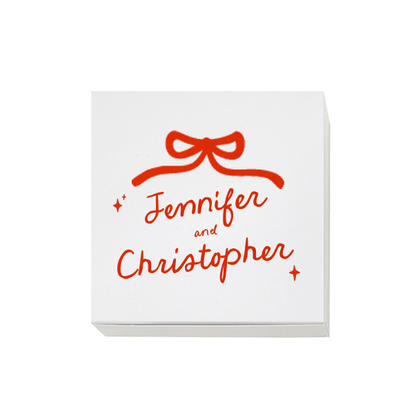 50 Hand-drawn Twinkle & Bow Box - Personalized Square Gift Box (Foil)