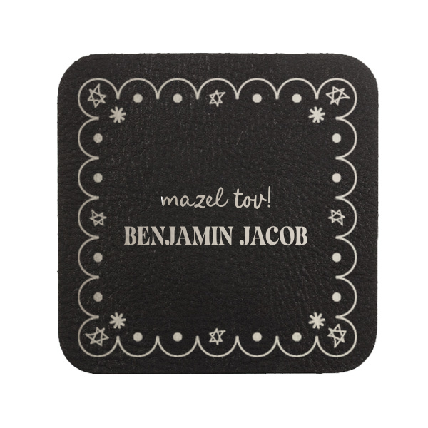 6 Star of David Frame Coaster - Personalized Square Leather Coaster (Foil)