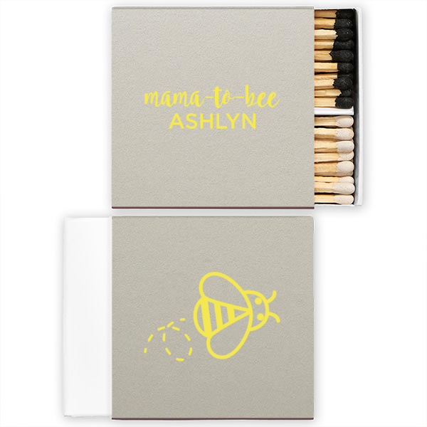 50 Mama To Bee Matchbox - Personalized Baby Shower Two-Chamber Matchbox (Foil)