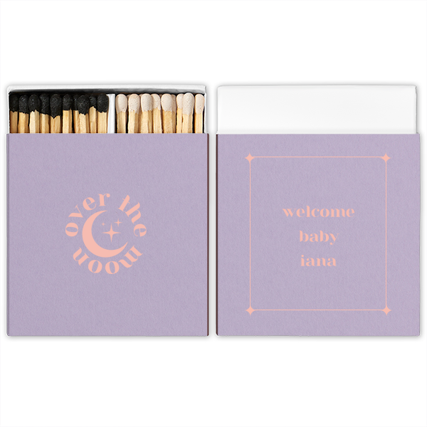 50 Over the Moon Baby Shower Matchbox - Personalized Two-Chamber Matchbox (Foil)