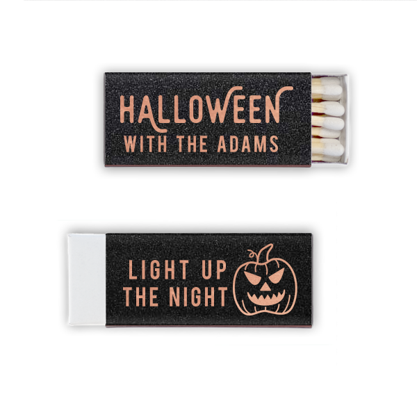 50 Light Up the Halloween Night Matchbox - Personalized Seasonal Mini Matchbox (Foil)