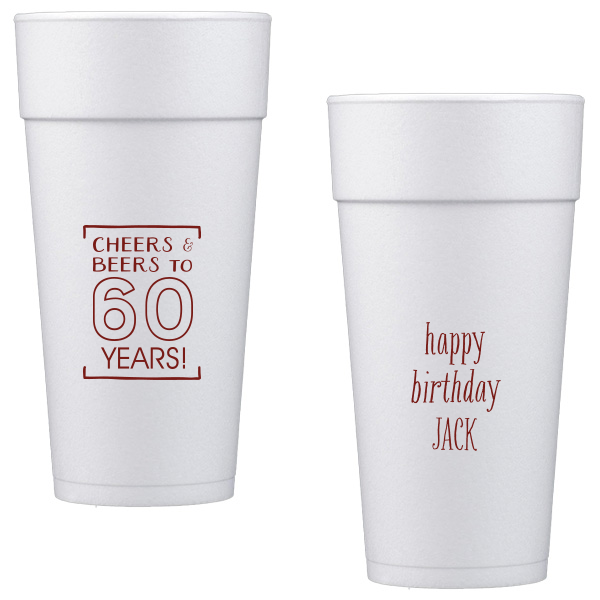 50 Cheers & Beers Birthday Cup - Personalized 24-oz. Styrofoam Cup (Ink)
