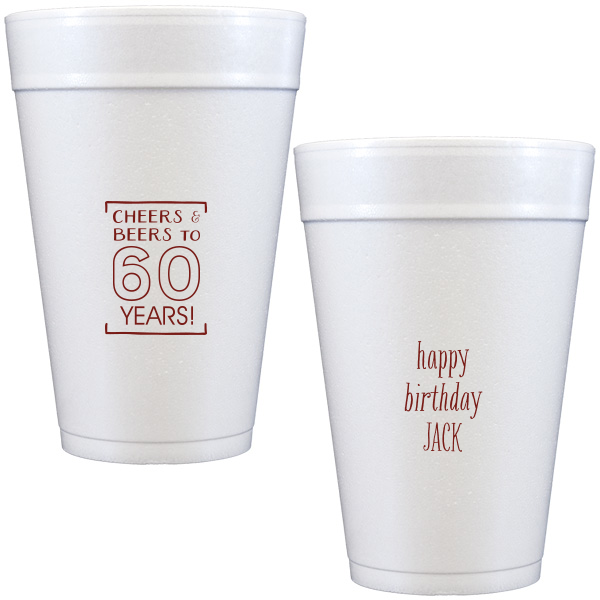 50 Cheers & Beers Birthday Cup - Personalized 32-oz. Styrofoam Cup (Ink)