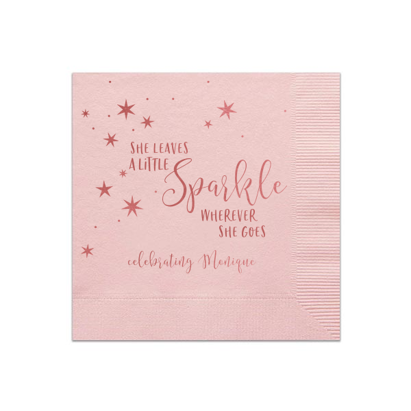 50 She Leaves a Little Sparkle Napkin - Personalized Bar Mitzvah and Bat Mitzvah Cocktail Napkin (Foil)