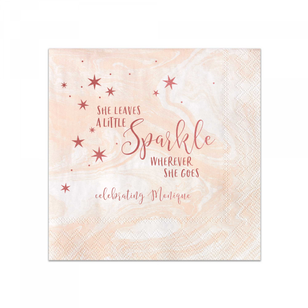 50 She Leaves a Little Sparkle Napkin - Personalized Bar Mitzvah and Bat Mitzvah Cocktail Napkin (Foil)
