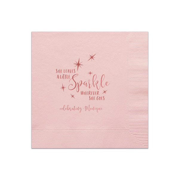 50 She Leaves a Little Sparkle Napkin - Personalized Bar Mitzvah and Bat Mitzvah Luncheon Napkin (Foil)