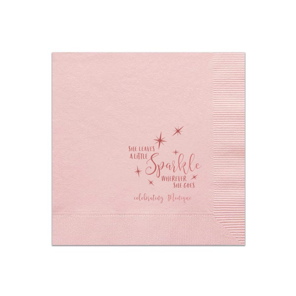 50 She Leaves a Little Sparkle Napkin - Personalized Bar Mitzvah and Bat Mitzvah Dinner Napkin (Foil)