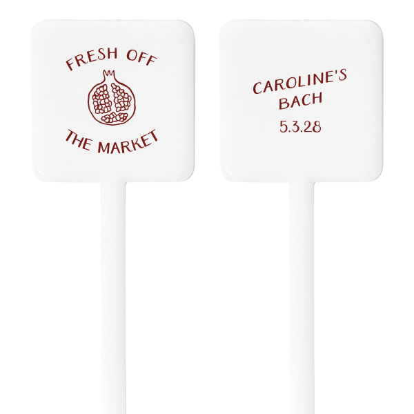 100 Fresh Off The Market Bachelorette Stir Stick - Personalized Square Plastic Stir Stick (Foil)
