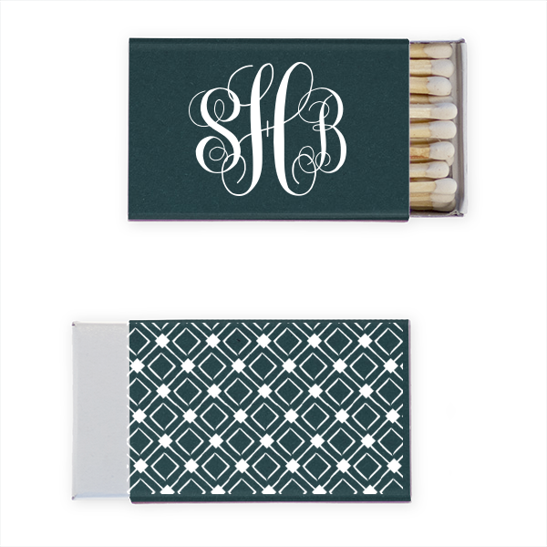 50 Romantic Monogram Match - Personalized Wedding Classic Matchbox (Foil)