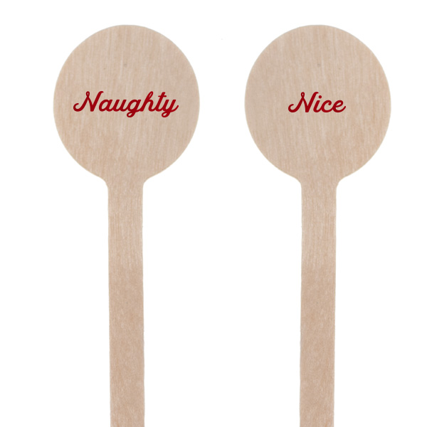 100 Naughty or Nice Stir Stick - Personalized Round Stir Stick (Foil)