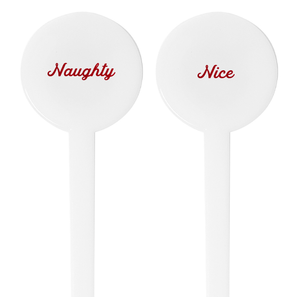 100 Naughty or Nice Stir Stick - Personalized Round Plastic Stir Stick (Foil)