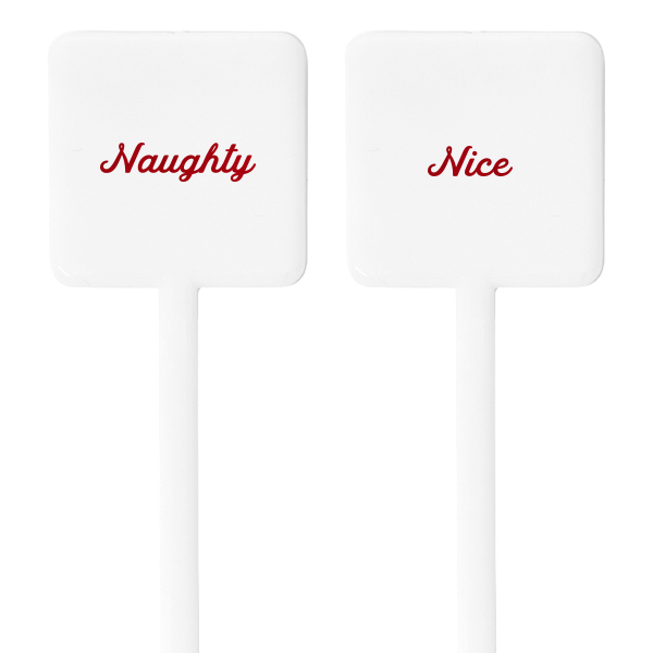 100 Naughty or Nice Stir Stick - Personalized Square Plastic Stir Stick (Foil)