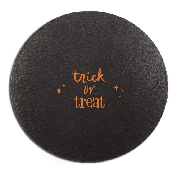 6 Trick Or Treat Coaster - Personalized Round Leather Coaster (Foil)
