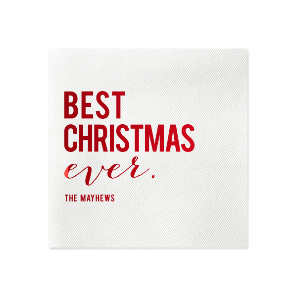 50 Best Christmas Ever Napkin - Personalized Seasonal Cocktail Napkin (Foil)