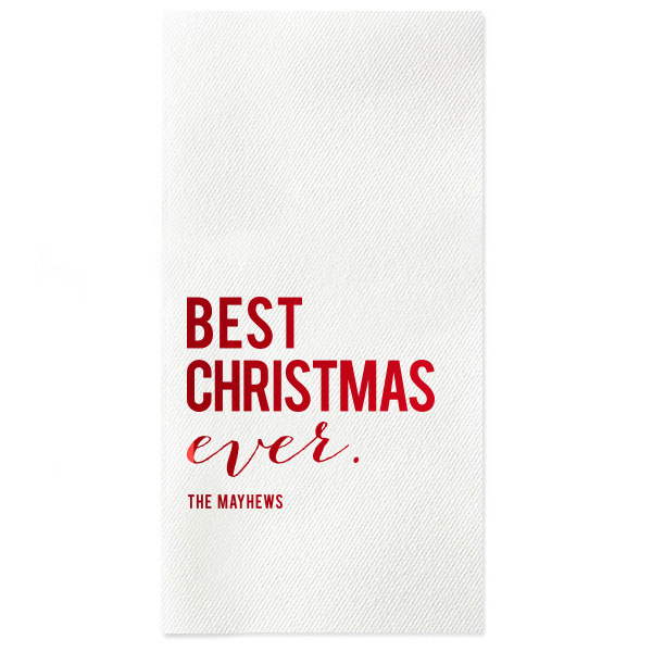 50 Best Christmas Ever Napkin - Personalized Seasonal Paper Guest Towel (Foil)
