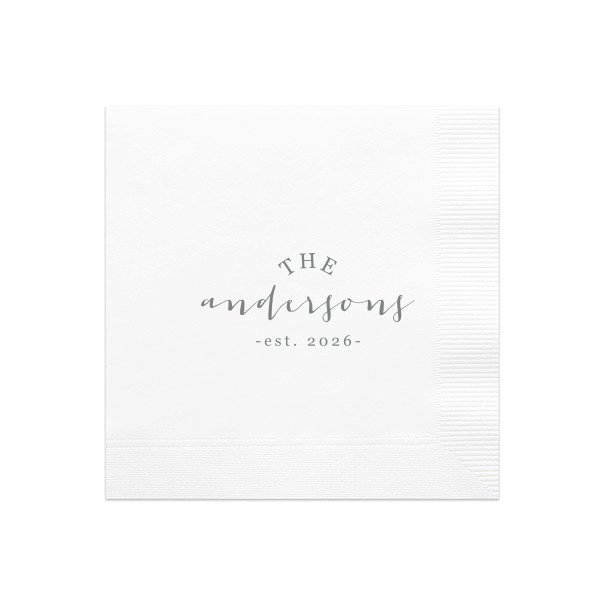 ForYourParty's elegant White Quick Ink Printed Cocktail Napkin with Matte Slate Gray Ink will look fabulous with your unique touch. Your guests will agree!