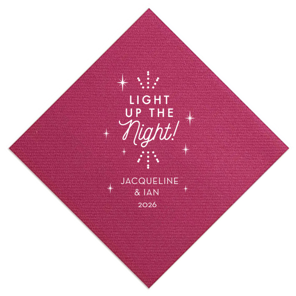 50 Light Up The Night Sparkle Napkin - Personalized Wedding Cocktail Napkin (Foil)
