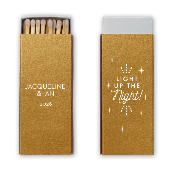 50 Light Up The Night Sparkle Match - Personalized Wedding Candle Matchbox (Foil)