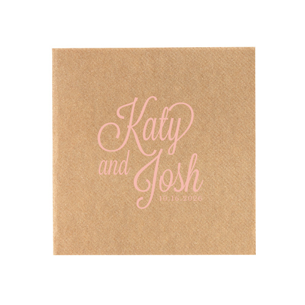 Embrace elegance with the Formal Names Wedding Napkin, where sophistication meets celebration. The couple's names are beautifully scripted, adorned with curls and swirls. This stylish design, accented with the event date, adds a refined touch, making every detail of your special day memorable.
