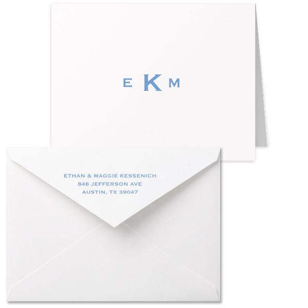 50 Bold Monogram Note Card - Personalized Anniversary Classic Note Card with Envelope (Foil)