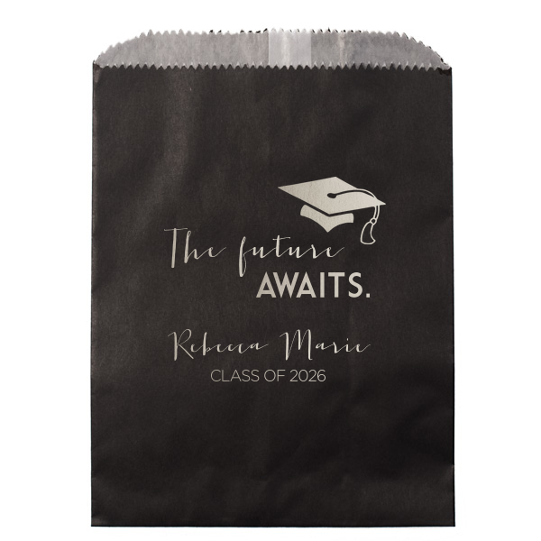 Our beautiful custom Ivory Party Bag with Shiny Royal Blue Foil has a Cap graphic and is good for use in Graduation themed parties and will impress guests like no other. Make this party unforgettable.