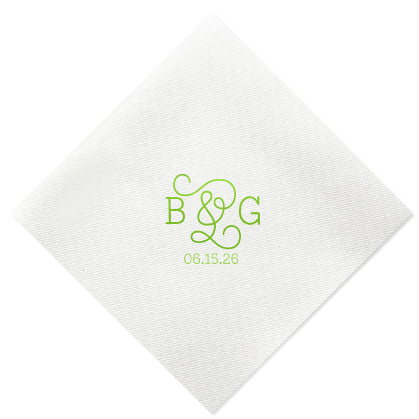 Personalized Moss Green Linen Like Cocktail Napkin with Matte White Foil will look fabulous with your unique touch. Your guests will agree!