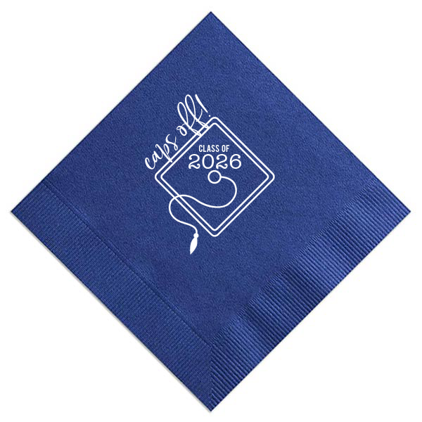 Our personalized Light Navy Cocktail Napkin with Matte White Foil has a Grad Cap Frame graphic and is good for use in Graduation, Frames themed parties and will add that special attention to detail that cannot be overlooked.