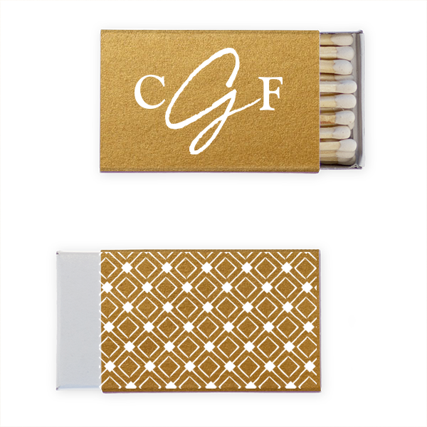 50 Modern Brush Monogram Match - Personalized Wedding Classic Matchbox (Foil)
