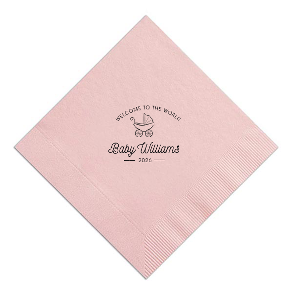 50 Welcome to the World Baby Shower Napkin - Personalized Baby Shower Luncheon Napkin (Foil)